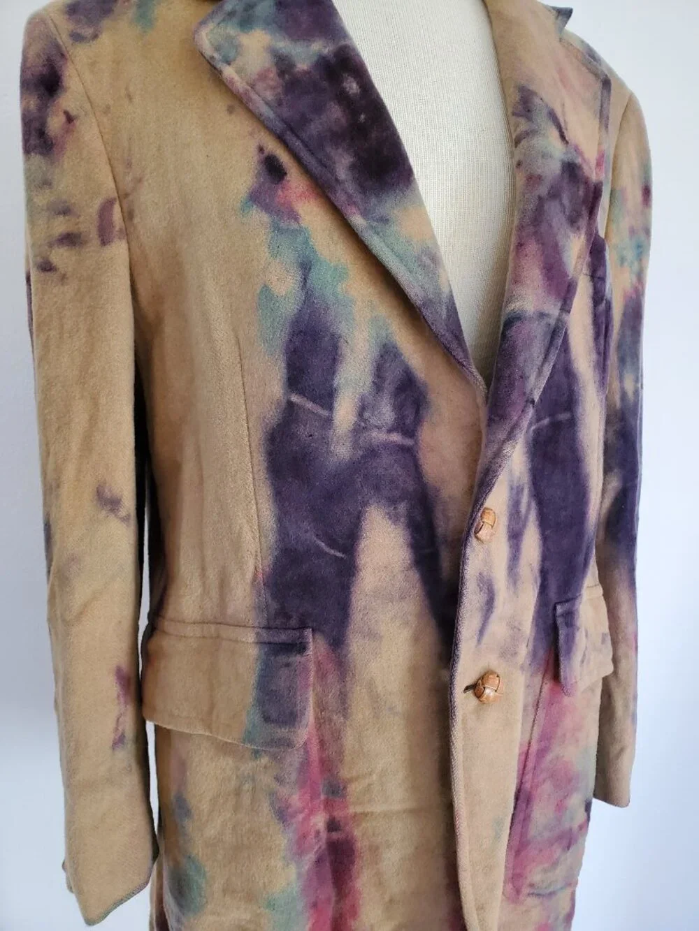 Camelhair wool Jacket Blazer Brown blue purple XL 44 tan camo black gray tie dye